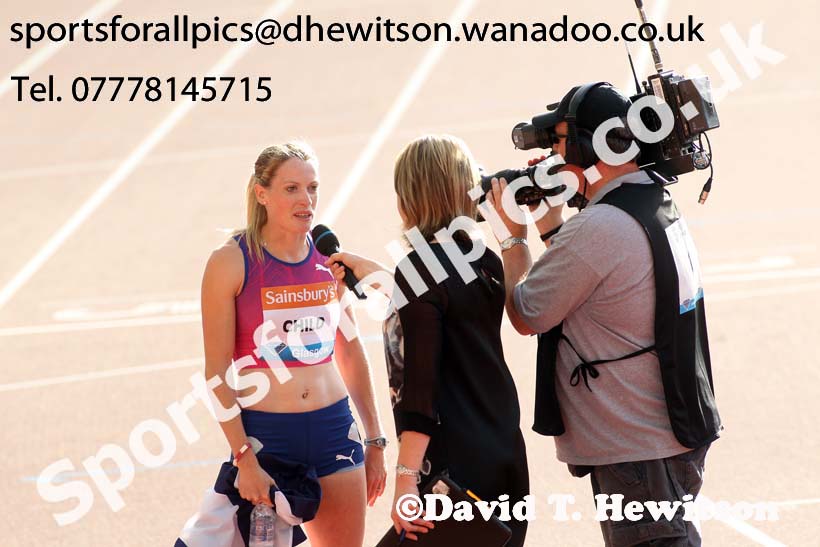 Eilidh Child winner of the 400 metres hurdles at the Glasgow Diamond League. Photo: David T. Hewitson/Sports for All Pics